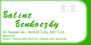 balint benkoczky business card